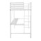 Emma and Oliver Jensen Metal Loft Bed Frame with Desk, Protective Guard Rails and Ladder for Kids, Teens and Adults